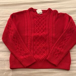 Red Cable Knit Sweater